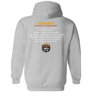 John's 4x4 BADASSERY 2-sided print G185 Gildan Pullover Hoodie 8 oz.