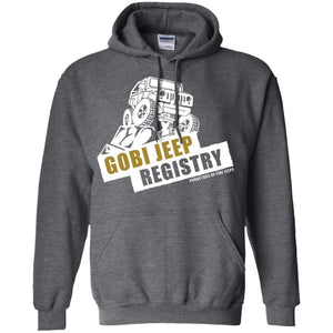 Gobi Jeep Registry white logo G185 Gildan Pullover Hoodie 8 oz.